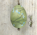 East of India Hanging Wooden Egg - Blossom Painted Egg-Moss Green