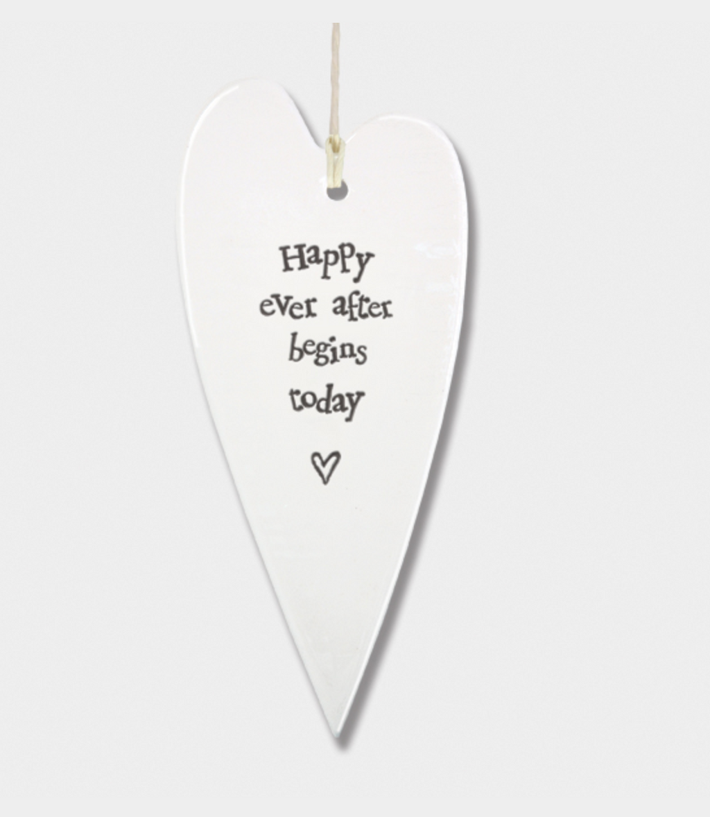 East of India Porcelain Long Heart - Happy Ever After