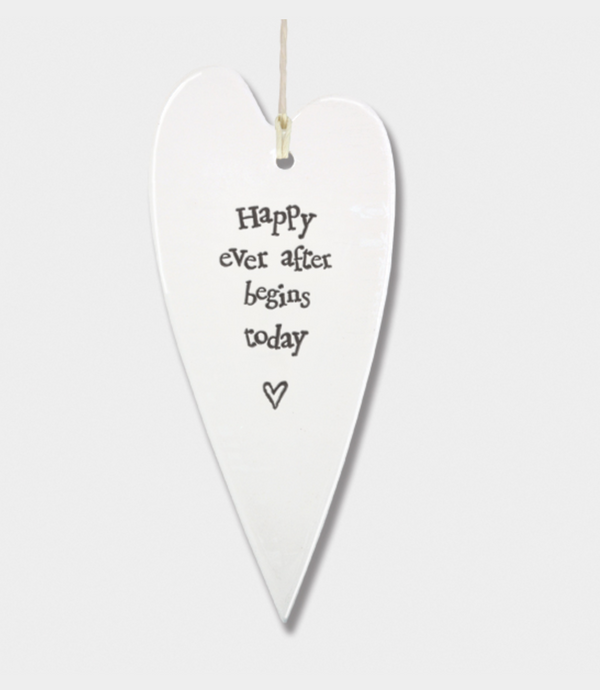 East of India Porcelain Long Heart - Happy Ever After