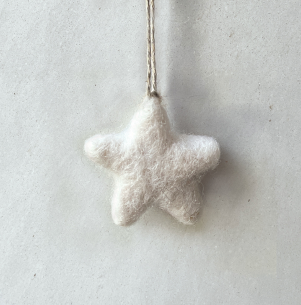 East of India Small Felt Star - White