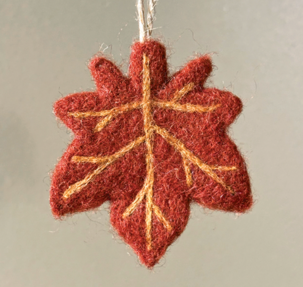 East of India Felted Autumn Leaf Hanger - Maple