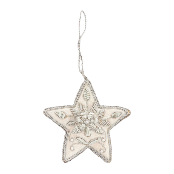 Silver Star Christmas Decoration 10x10cm