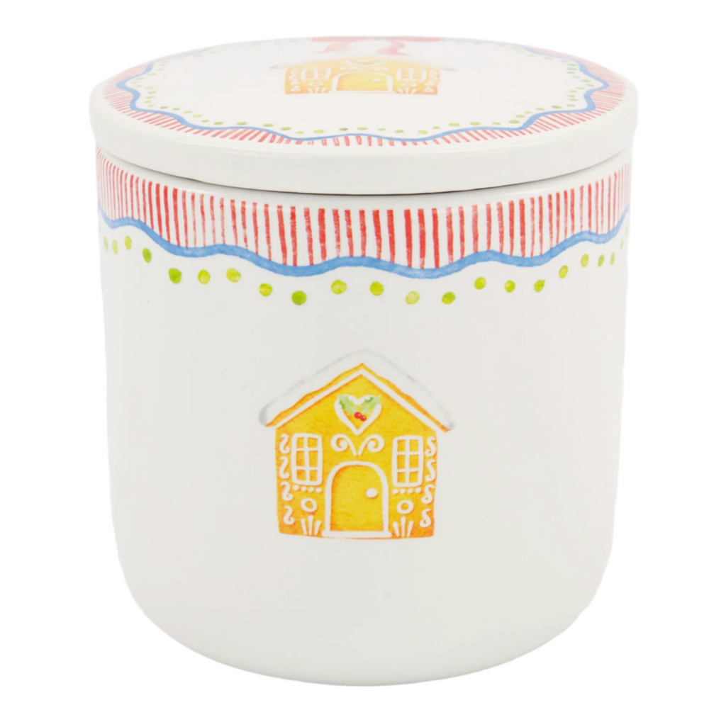 Bluebird & Willow White Reusable Gingerbread House Ceramic Canister 13x12cm