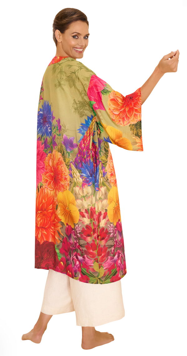 Powder Kimono Gown - Bountiful Blooms