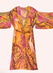 Powder Kimono Gown - Oriental Crane - Ochre