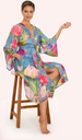 Powder Kimono Gown - Floral Study - Denim