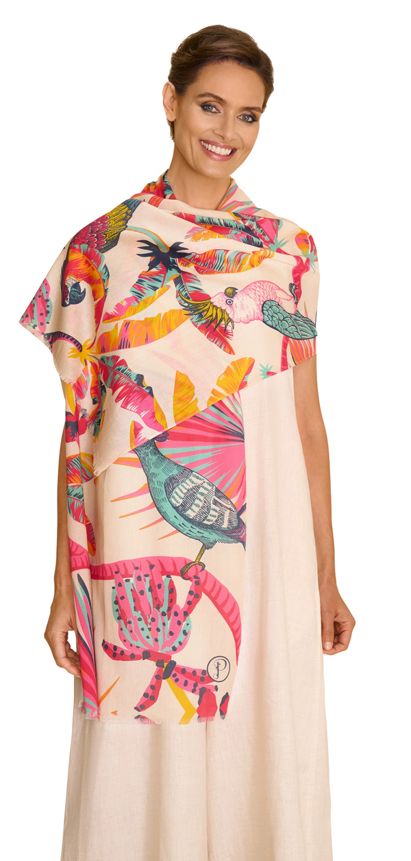 Powder Cotton Scarf - Tropical Paradise