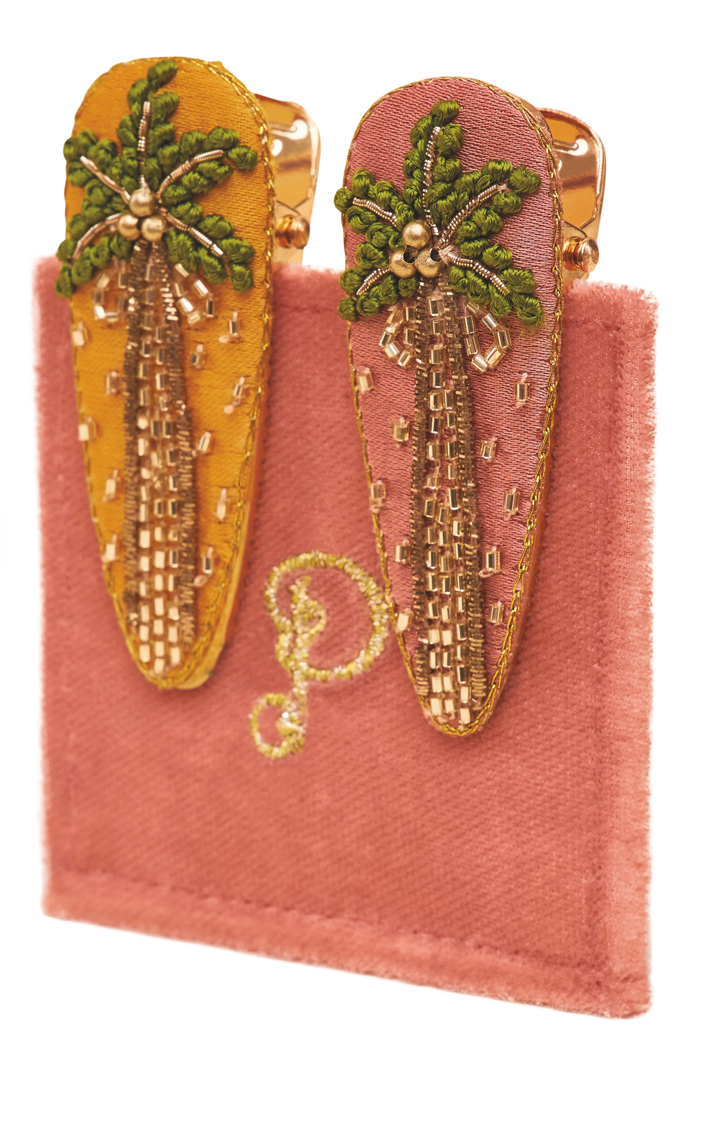 Powder Jewelled Hair Clips (Set of 2) Palm Trees