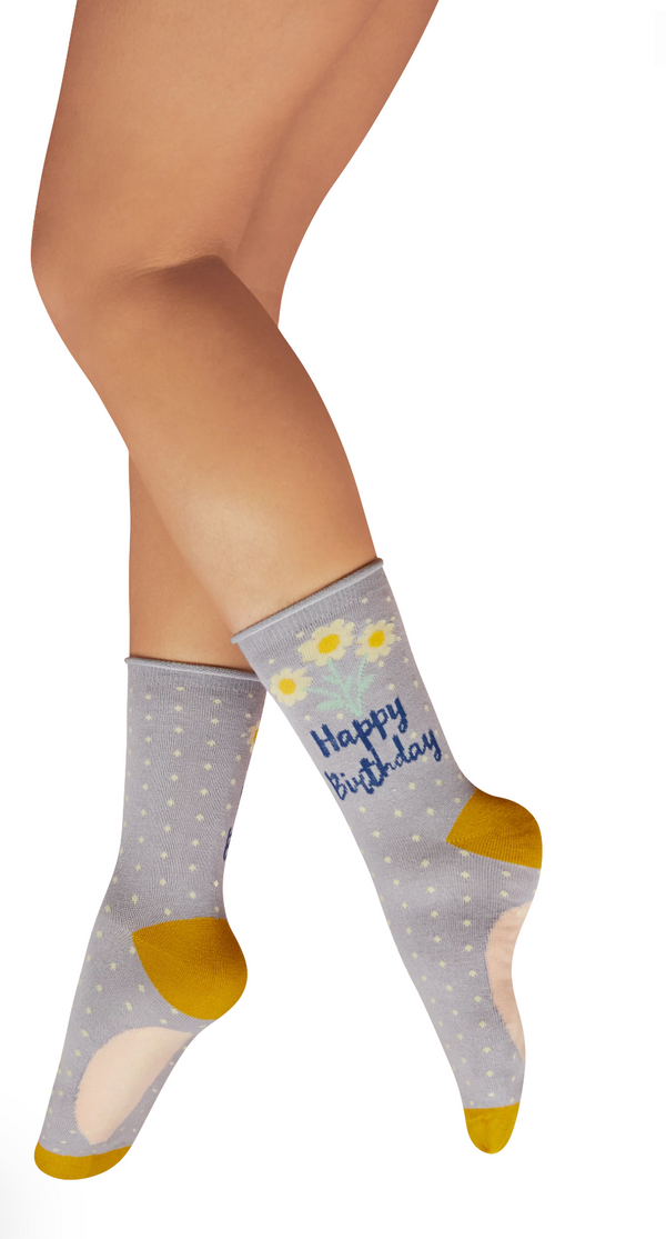 Powder Ladies' Ankle Socks - Happy Birthday Daisies - Lilac