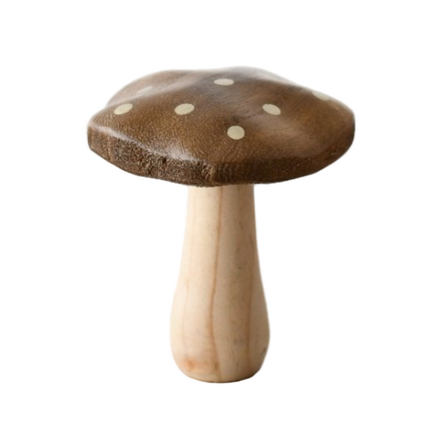 Wooden Mushroom with Gold Spots