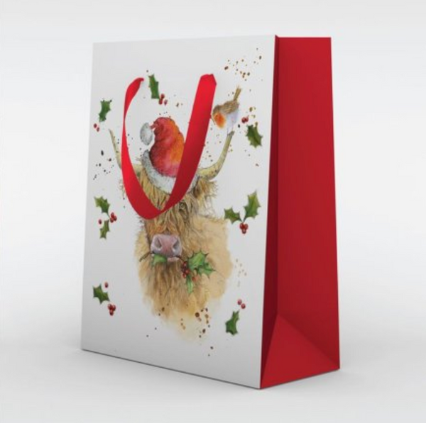 Jan Pashley Christmas Highland Cow Gift Bag