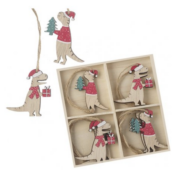 Red Dinosaur Character Decoration, Set of 8