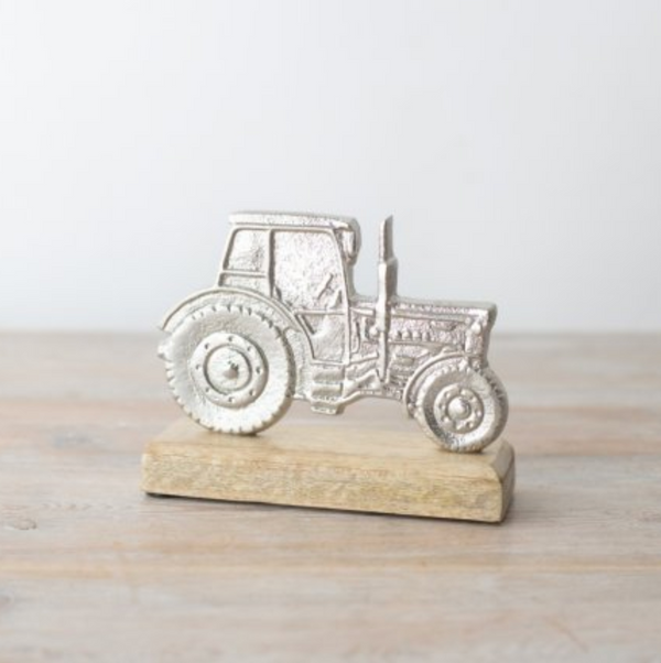 Tractor on Wood Base Deco