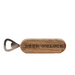 Wooden bottle opener with 'BEER O'CLOCK' engraving on a light white background