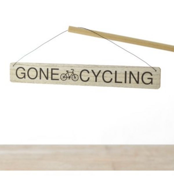 Wooden "Gone Cycling" Sign