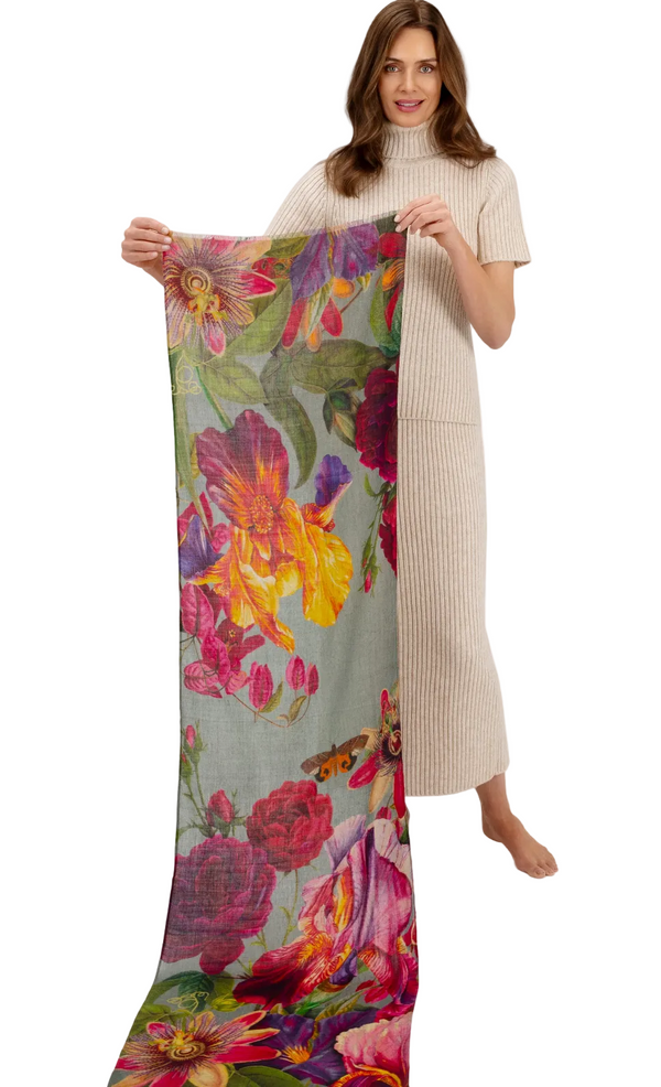 Powder Wool Wrap Scarf - Winter Iris, Ice