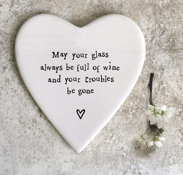East of India Porcelain Coaster - May Your Glass Be Full Of Wine