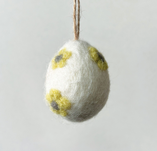 East of India Felted Daisy Egg - Yellow