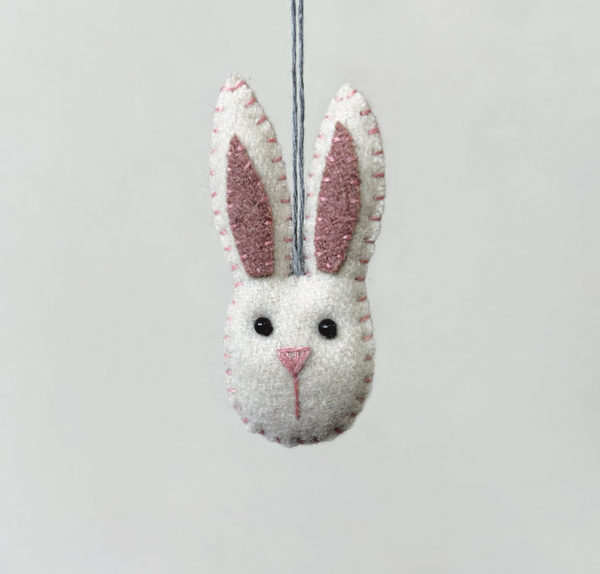 East of India Small Hanging Rabbit Head - Cream