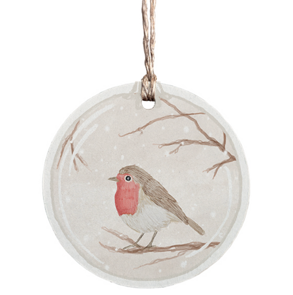 East of India Round Woodland Tag - Robin