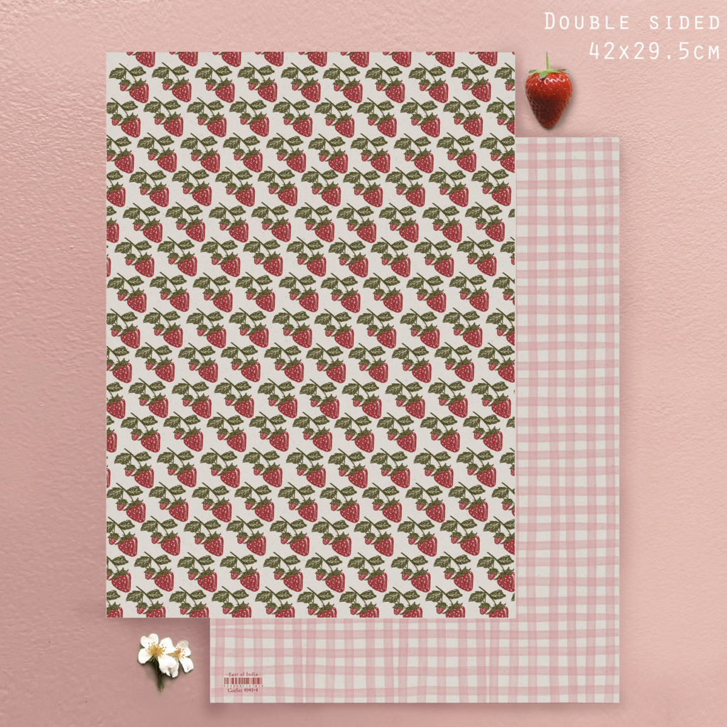 East of India Small Wrap Sheet - Strawberries