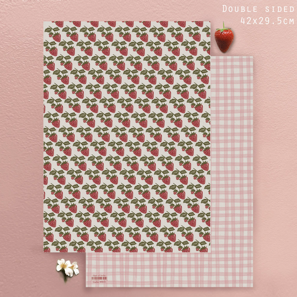 East of India Small Wrap Sheet - Strawberries