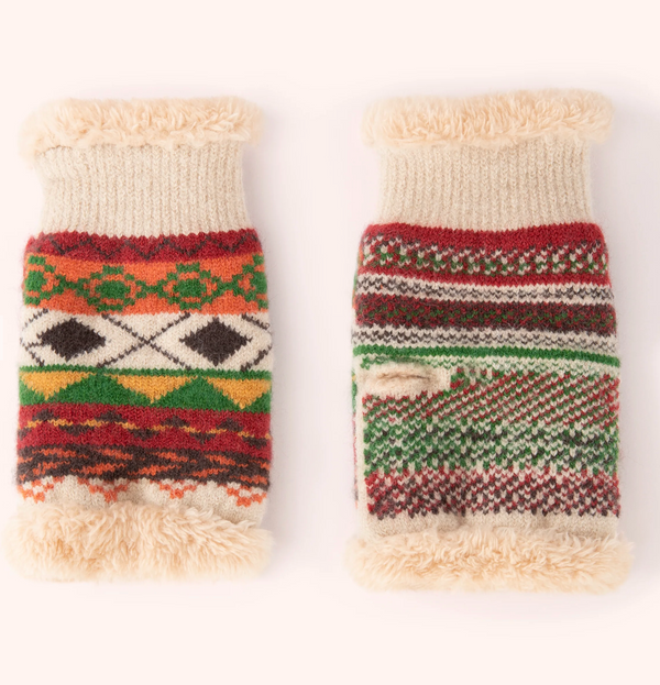 Powder Kayla Fair Isle Wrist Warmers, Russet