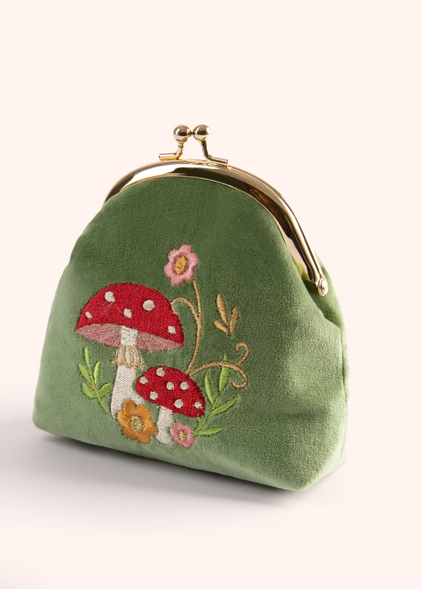 Powder Velvet Coin Purse - Toadstools