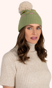 Powder Willow Ditsy Flower Pompom Hat, Sage