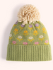 Powder Willow Ditsy Flower Pompom Hat, Sage