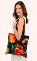 Powder Velvet Tote Bag - Opulant florals, Chocolate