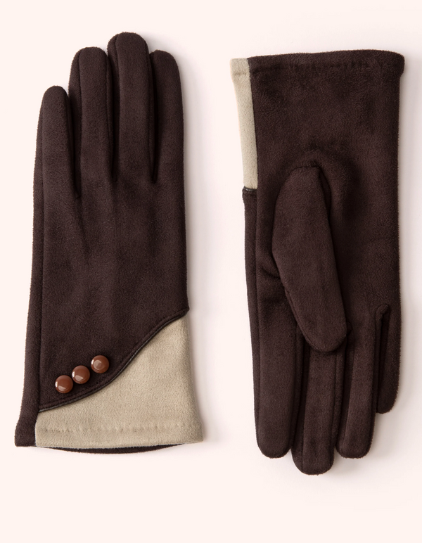 Powder Rowan Gloves - Chocolate & Cream