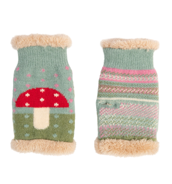 Powder Ladies Toadstool Wrist Warmers - Ice