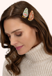 Powder Hairclips - Ice Flowers & Tangerine Leaves