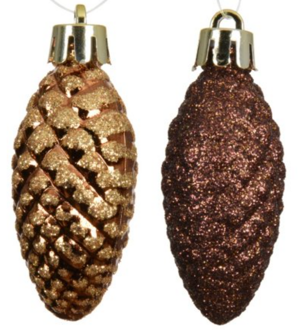 Pack of Shiny Gold Glitter PInecones