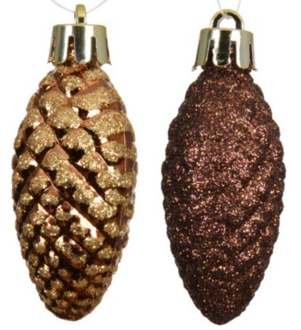 Pack of Shiny Gold Glitter PInecones