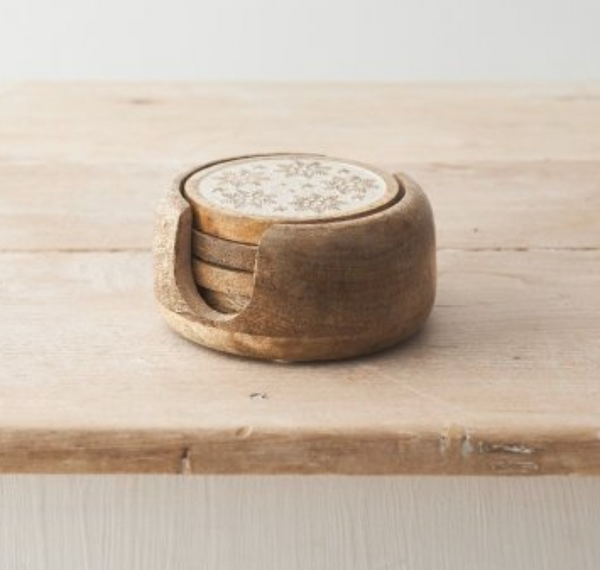 Snowflakes Wooden Coaster Set