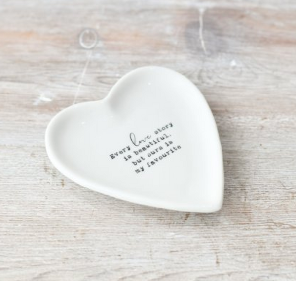 Ceramic Heart Trinket Dish - Every Love Story Is Beautiful