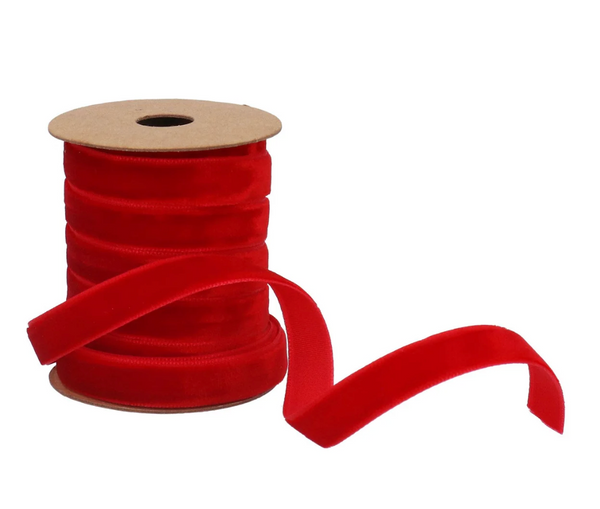 Gisela Graham Christmas Velvet Red Thin Ribbon 2m