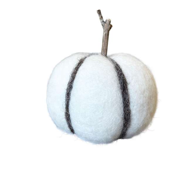 East of India Needle Felt Pumpkin - White