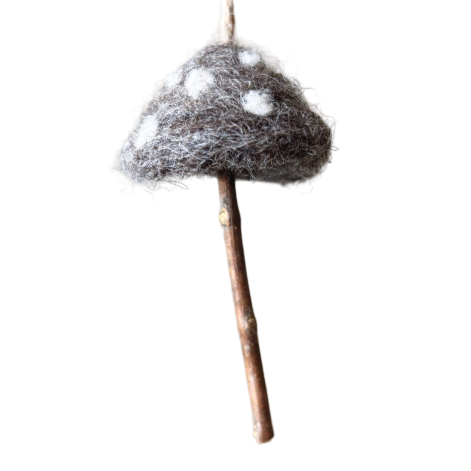 East of India Needle Felt Mushroom - Brown