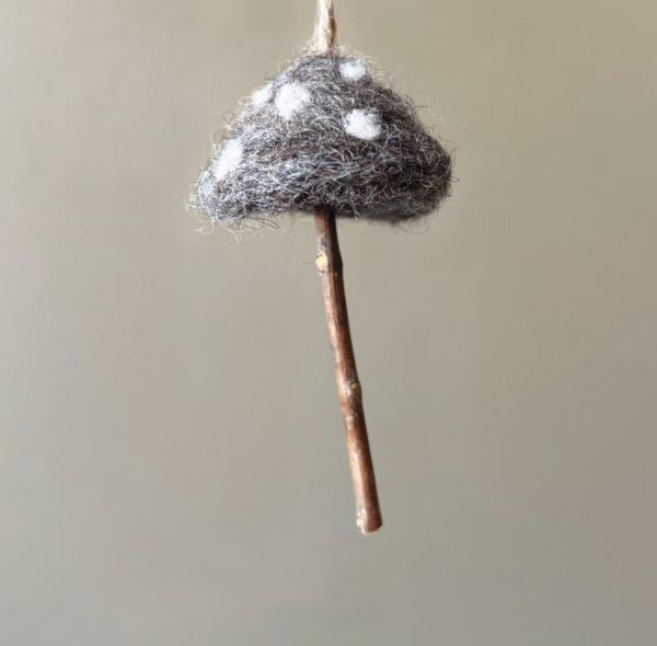 East of India Needle Felt Mushroom - Brown