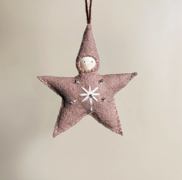 East of India Small Felt Star Baby - Pink
