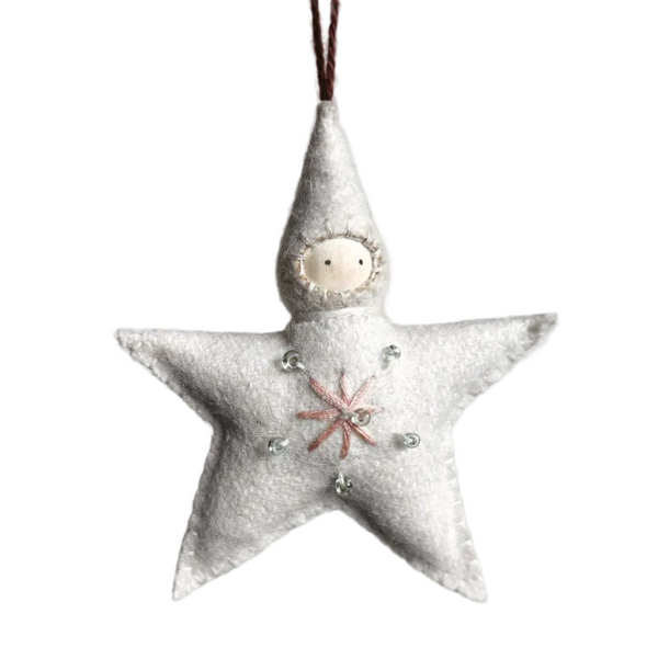East of India Small Felt Star Baby - Cream