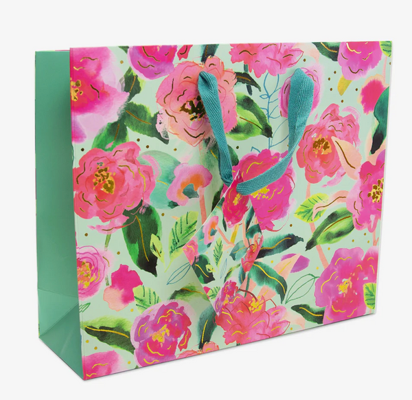 Whistlefish Aqua Camellia Medium Gift Bag