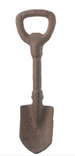 Brown cast iron shovel bottle opener  on a white background