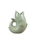 Green ceramic fish-shaped vase on a white background