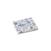 Ceramic coaster with blue floral and animal pattern on a white background