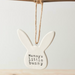 Ceramic bunny ornament with 'Mummy's little bunny' text on a white background