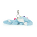 Plush dragon keychain with colorful beads on a white background